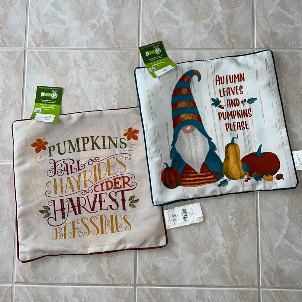 2 NWT Fall Decorative Pillow Cases